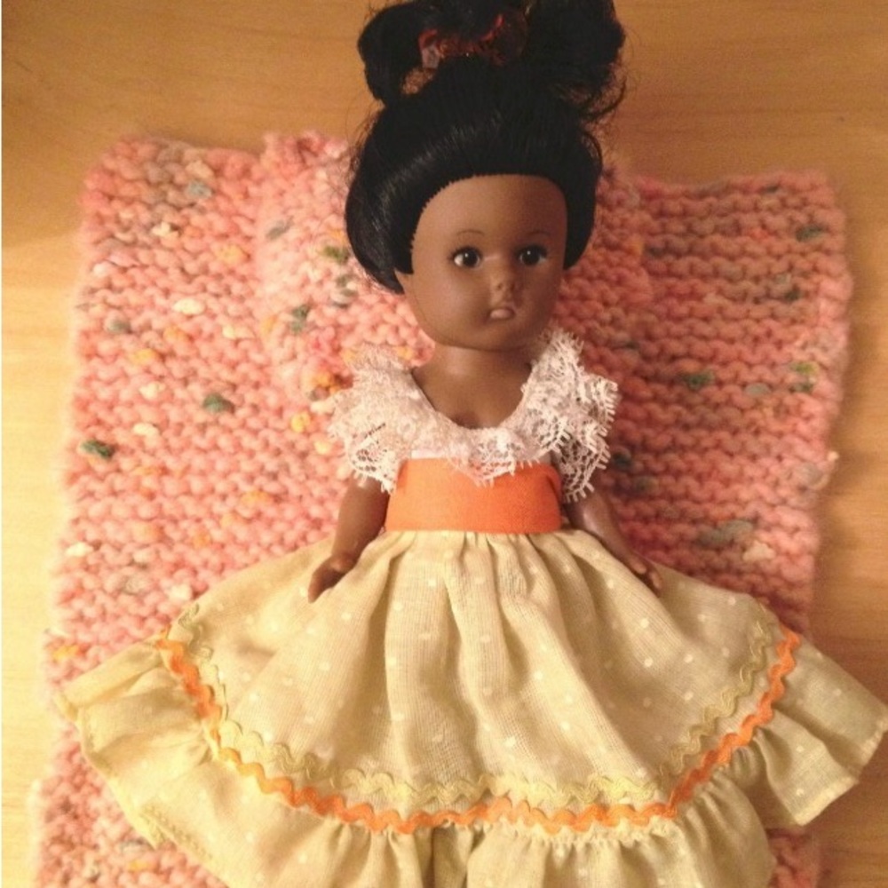 Handknit Doll Blanket and Pillow Set
